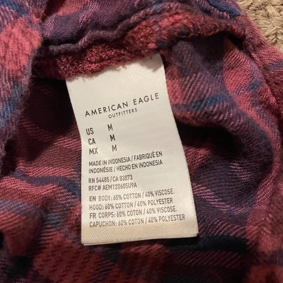 American Eagle plaid button up hoodie - Picture 3 of 3